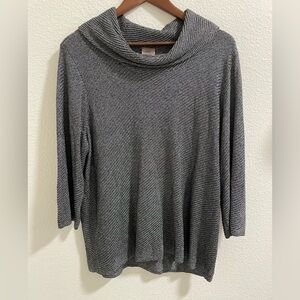 Chicos gray silver cowlneck turtleneck elegant sweater